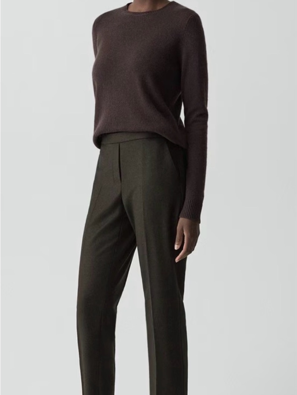 Theory Treeca Pull-on pant in sleek flannel-brown - Picture 4 of 6